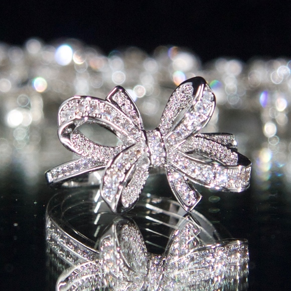 925 14kt Gold Dipped Pave Swarovski Fashion Ring - Picture 4 of 8